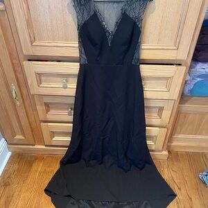 Aidan by Aidan Mattox Black High Low Lace Dress